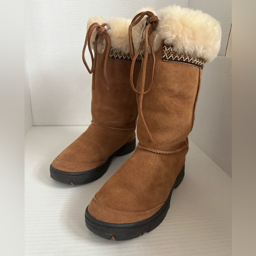 UGG Ultimate Cuff Tall Chestnut Brown Winter Boots Womens Size 7